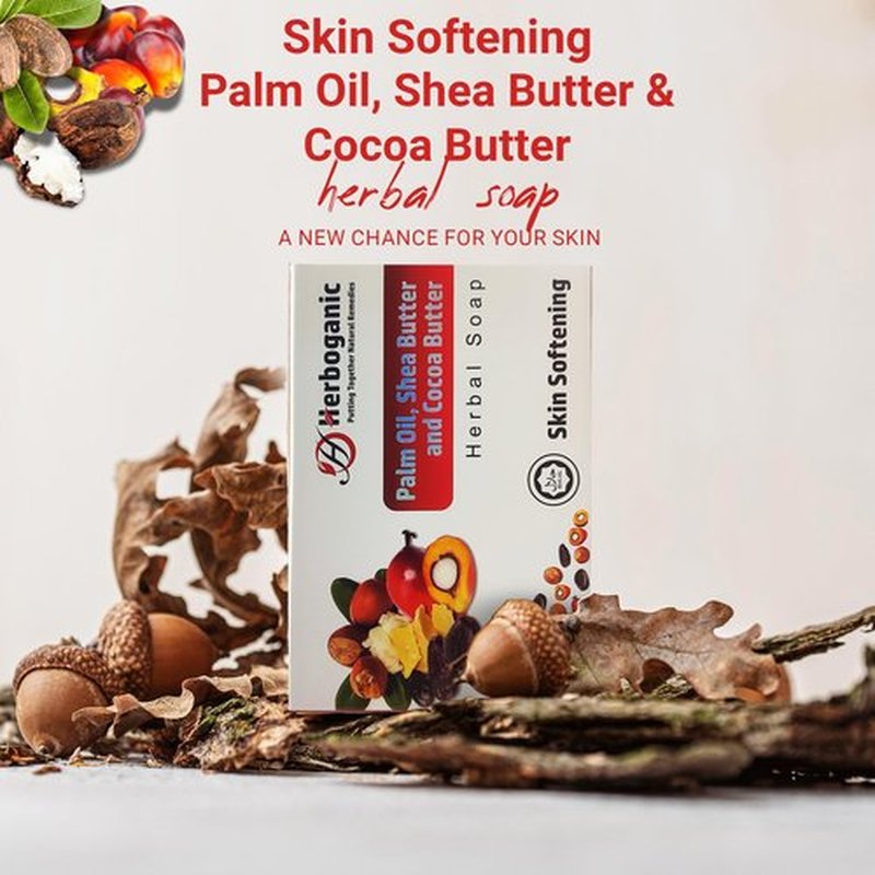 HERBOGANIC Palm oil, Shea Butter and Cocoa Butter Herbal Soap | Pack of 3 of 5oz soap Bar | Natural Bar Soap for Face and Body | Hydrating and Nourishing | Suitable for Men and Women