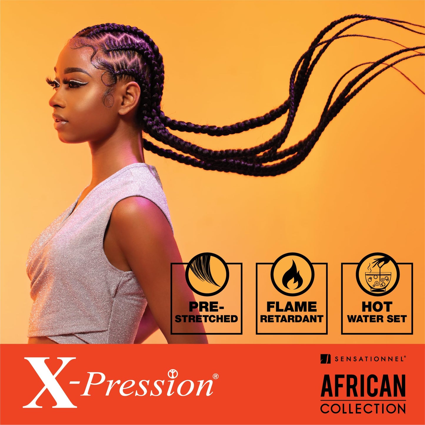 Sensationnel X-pression prestretched braiding hair - 3x braid 58 inch all kanekalon flame retardant synthetic braid for box braids and twists (4 pack, 4 MEDBROWN)