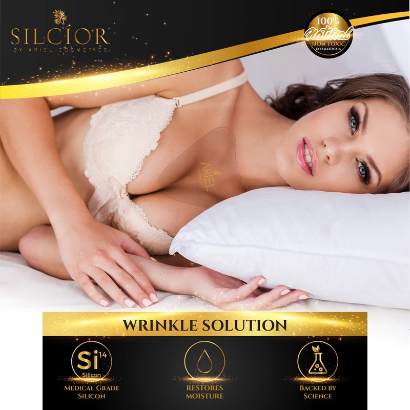 SILCIOR 4 PACK Chest Wrinkle Pads, Silicone Chest Pad, Decollete Anti Wrinkle, Chest Wrinkle Pads Sleeping Reusable, Chest Patches
