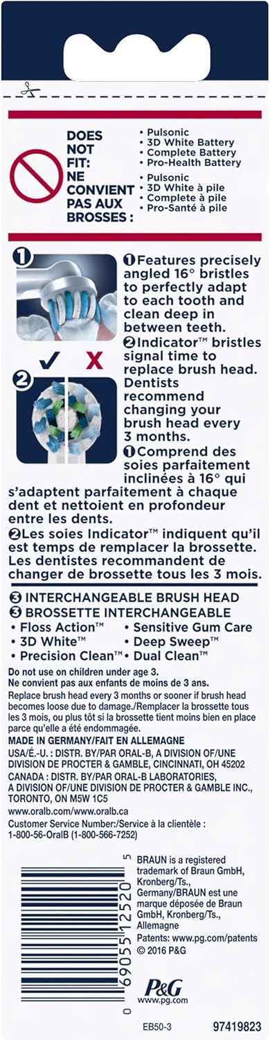 ORAL B Pro Cross Action Electric Toothbrush Replacement Brush Heads Refill, 6 Count