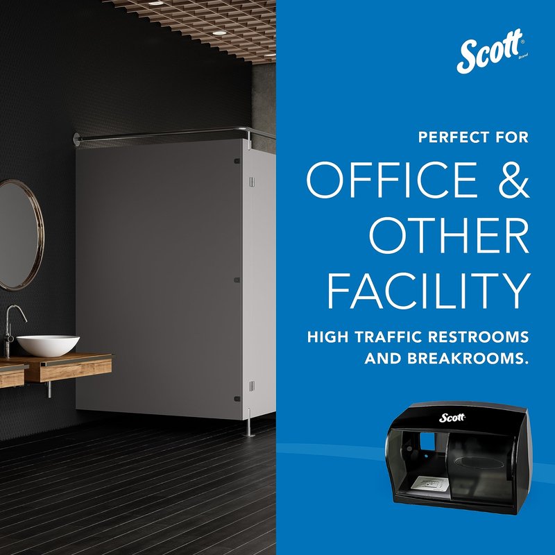 Scott Professional Coreless Standard Roll Toilet Paper Dispenser (09604), Black, Holds 2 Rolls, Wall Mounted, Commercial Grade (Qty 1)