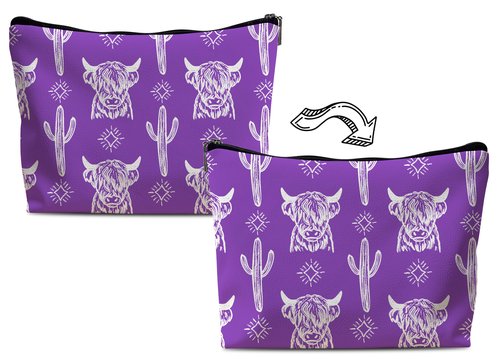 Lacosu Western Makeup Bag,Western Gifts For Women,Cow Makeup Bag,Cowgirl Stuff,Western Stuff For Women,Western Gifts,Cowgirl Gifts(Leather COW T)