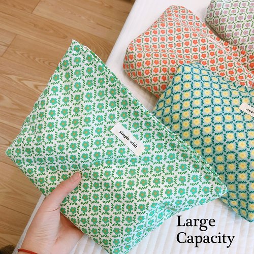 STARDW Flower Cosmetic Bags Makeup Bags for Women,Travel Makeup Bag Large Capacity Canvas Makeup Bag,Makeup Organizer Bag Zipper Pouch (Green Flora)