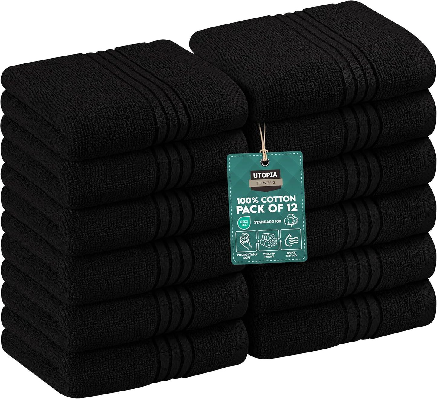 Premium 12-Pack Cotton Wash Cloths - Highly Absorbent & Soft 12x12 for Bathroom, Spa, Gym - Plum