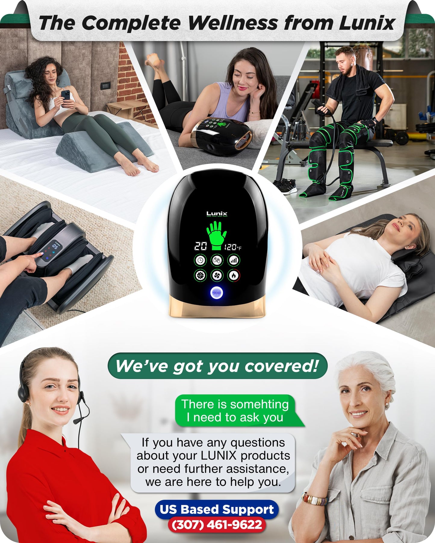 Lunix LX30 Rolling Hand Massager, Kneading + Compression, Heat + Cooling Fan, Finger & Wrist Pain Relief, Cordless Rechargeable, Charcoal Black