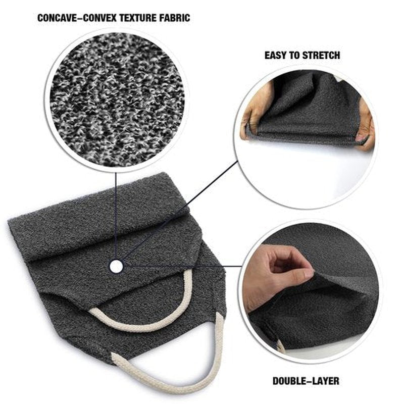 Evridwear Exfoliating Back Scrubber with Handles Two Sides for Body Shower Deep Cleans Skin Massages Invigorating Blood Circulation Men Women One Size (Gray)