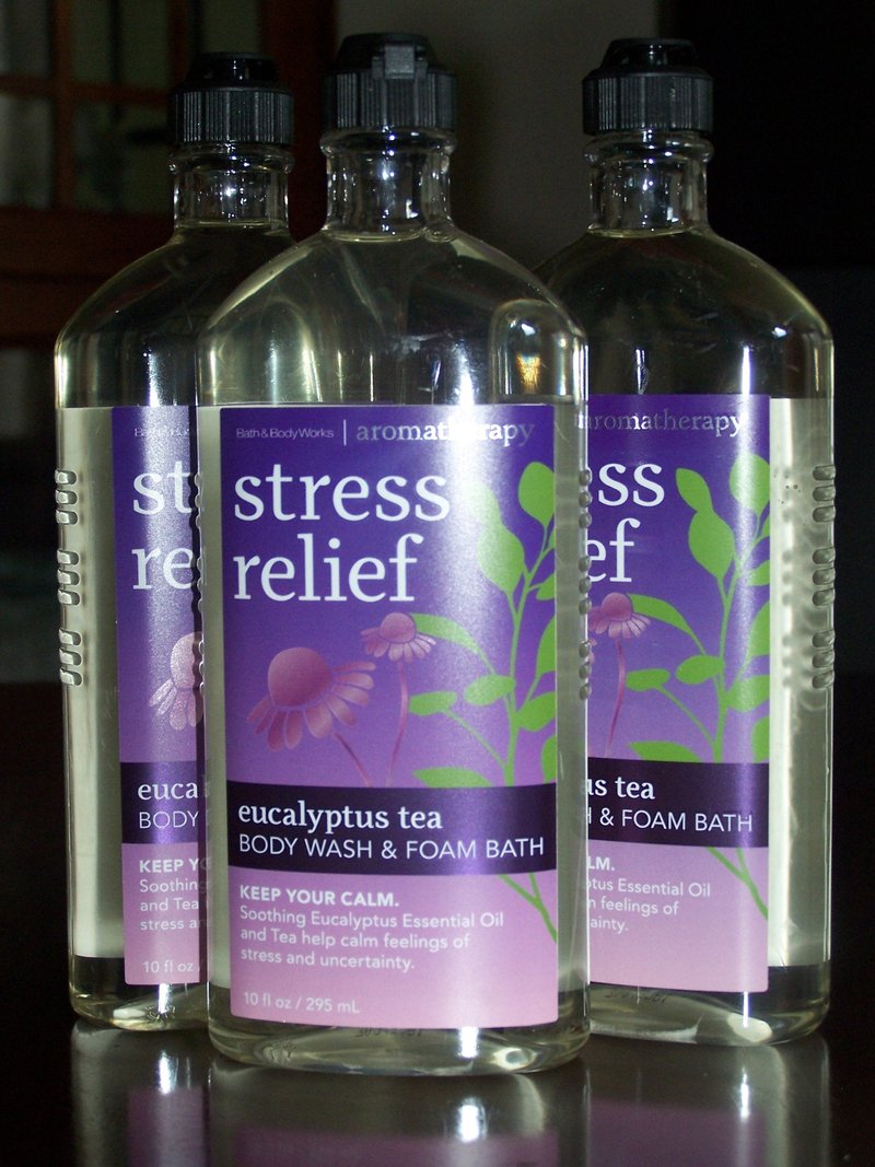 Lot of 3 Bath & Body Works Aromatherapy Stress Relief Eucalyptus Tea Body Wash & Foam Bath (Eucalyptus Tea)