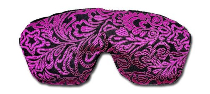 Candi Andi Handmade Opulence Yoga Eye Mask Pillow - Weighted Flaxseed Fill, Unscented, Satin & Velvet, Adjustable Strap - Ideal for Meditation & Restful Sleep -Magenta Doodle - TEMF-MD