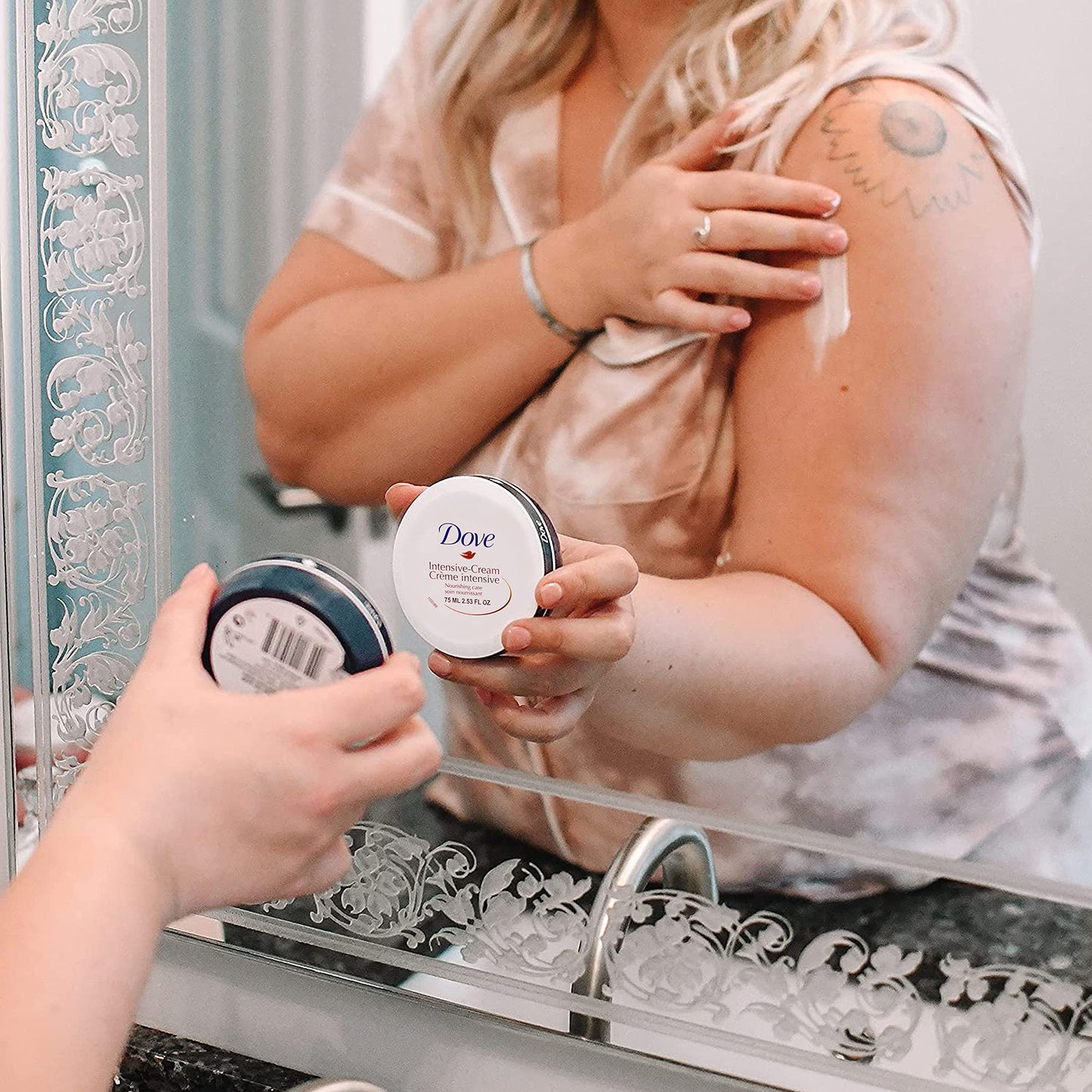 Dove Nourishing Body Care Face, Hand and Body Rich Nourishment Cream for Extra Dry Skin with 48 Hour Moisturization, 2.53 FL OZ (Pack of 2)