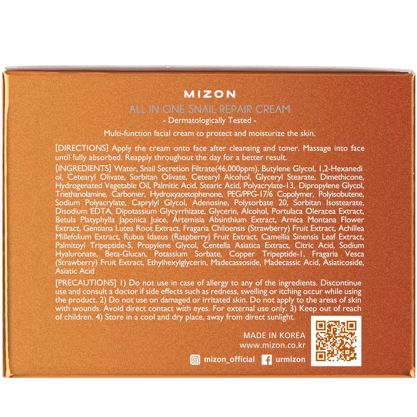 MIZON All-in-One Snail Repair Cream, 4.06 fl oz