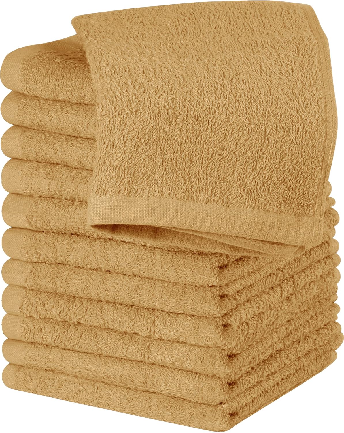 Utopia Towels 12 Pack Cotton Washcloths Set, 100% Ring Spun Cotton, Premium Flannel Face Cloths, Highly Absorbent and Soft Feel Fingertip Towels, Beige
