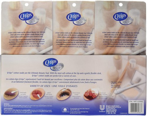3 x Q-tips Cotton Swabs, 625 ct