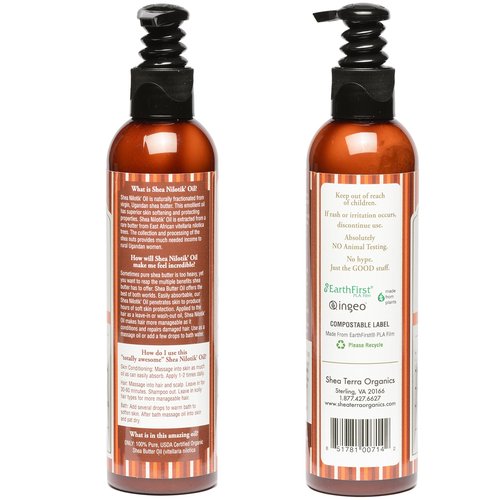 Shea Terra Organics Shea Nilotik’ Oil Fragrance Free For Sensitive Skin |Natural Skin Daily Moisturizer - 8 oz