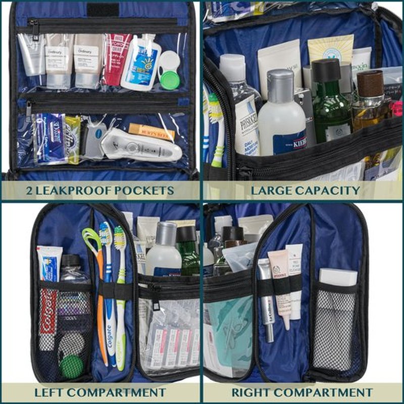 PAVILIA Large Hanging Toiletry Bag Travel Bag Women Men, Cosmetic Organizer, Water Resistant Makeup Bag Accessories Toiletries, Travel Essentials Kit, Royal Blue