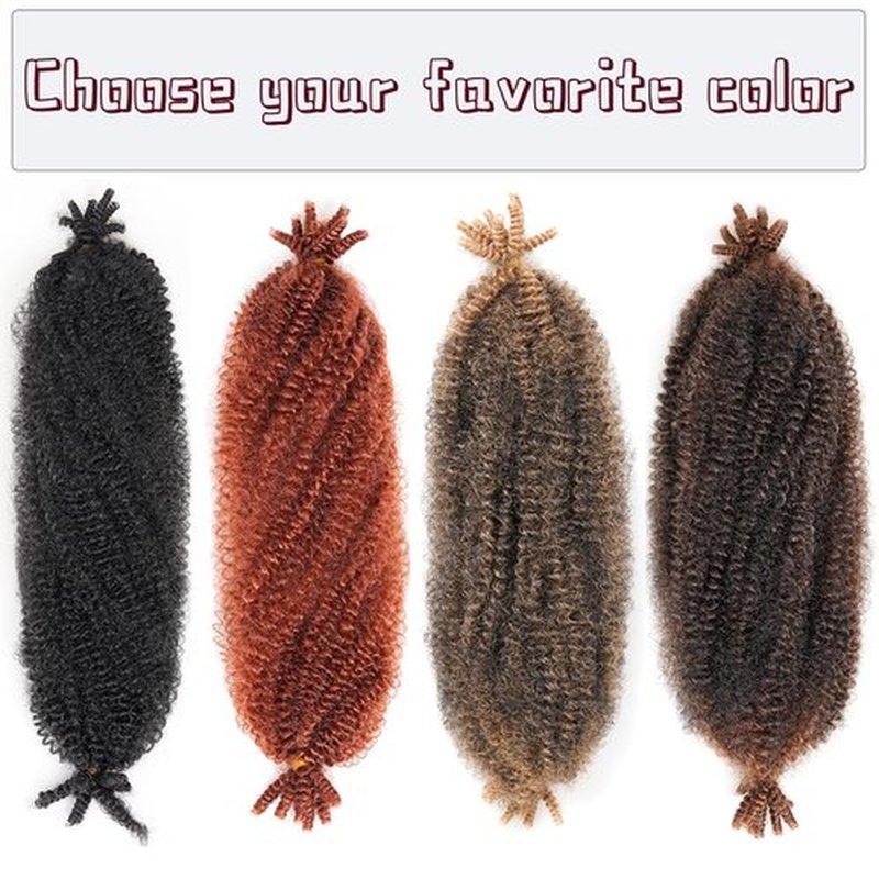 Spring Twist Hair Marley Twist Braiding Hair Crochet Hair 8packs Afro Twist Hair Cuban Twist Hair Marley Twist Hair Kinky Braiding Hair Synthetic Hair Extension For Women (1B, 24 Inch (Pack of 8))
