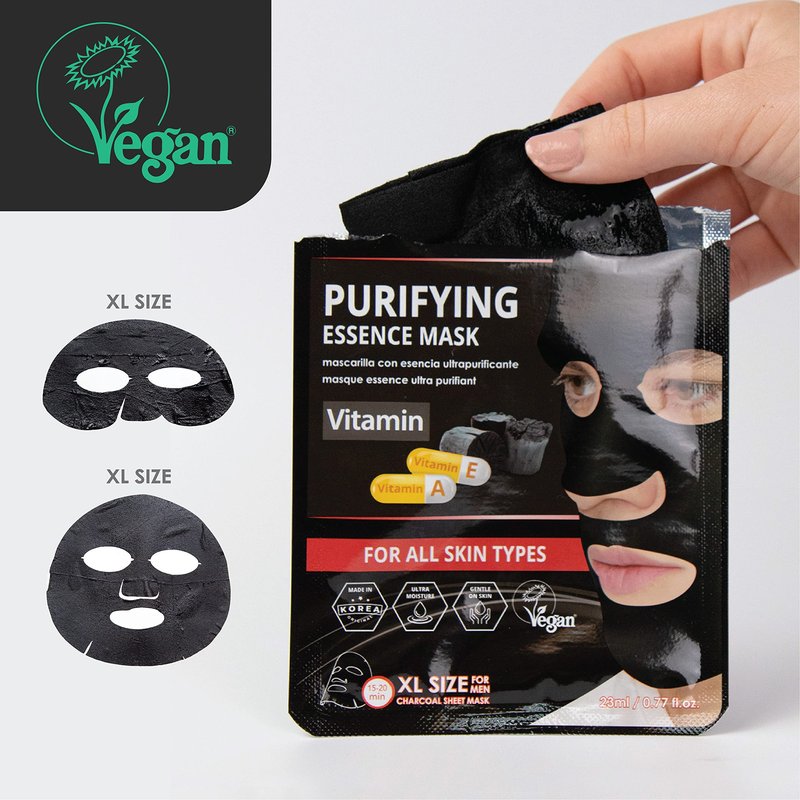 ORIGINAL DERMA BEAUTY ODB for MEN Charcoal Essence Sheet Mask Mens Skin Care Kit Bulk Face Masks Skincare (12PK Aloe & Vitamin - For Beard)