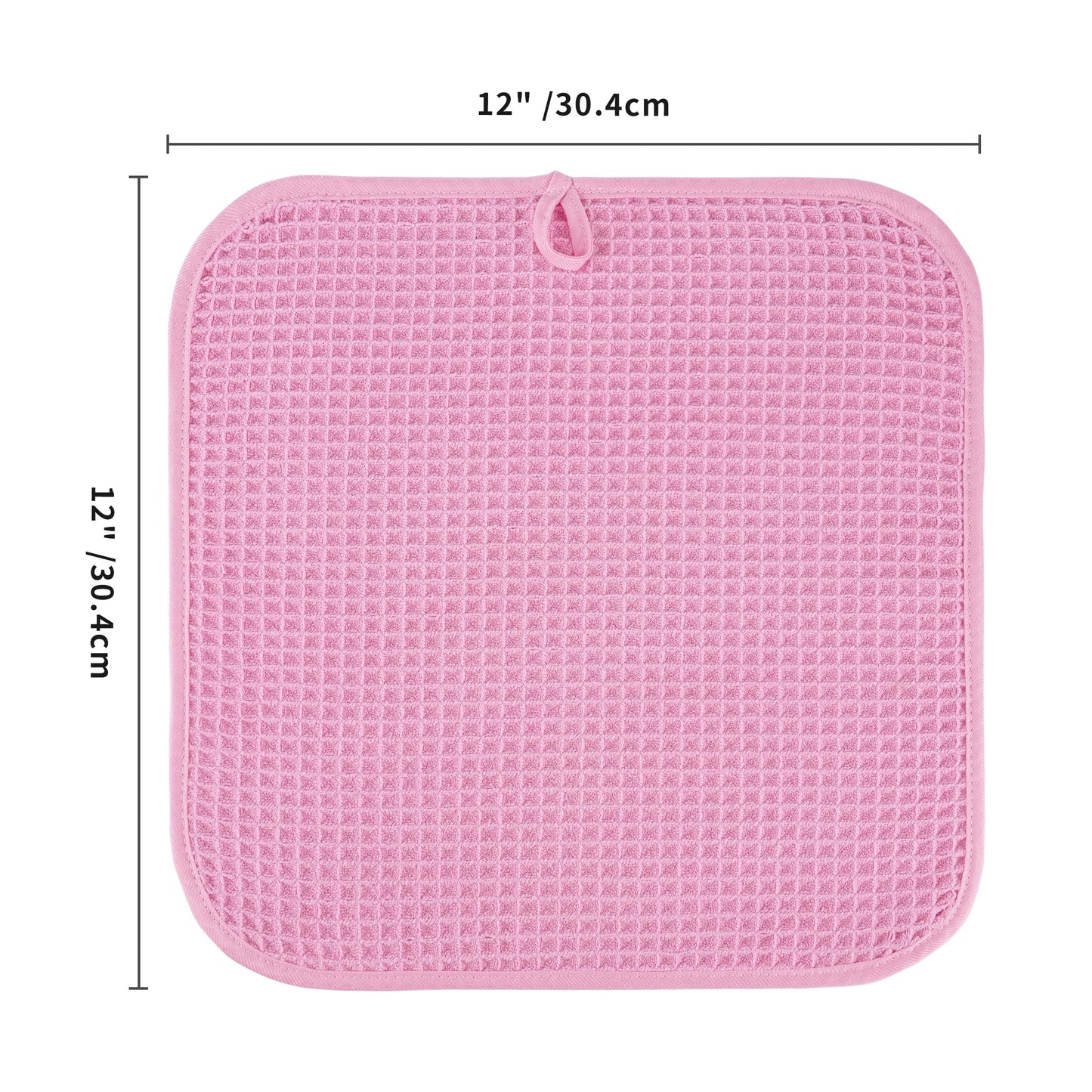 Microfiber Waffle Face Towels, 4 Pieces, Soft, Absorbent, Fast Drying, Lint Free 430 GSM (Pink)