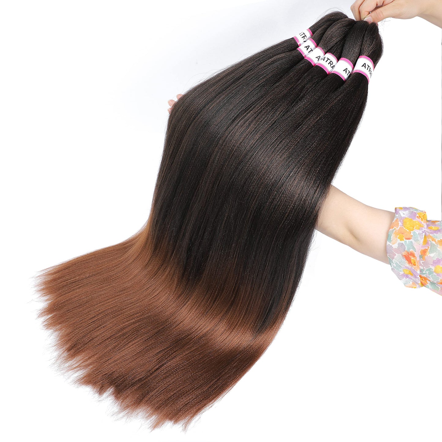 Braiding Hair Pre Stretched 20 Inch 8 Packs Brown Ombre Braiding Hair For Women Knotless Box Braids Hair Extension Yaki Texture Hot Water Setting Variety Styles Braiding Hair(20" T1B/30#)