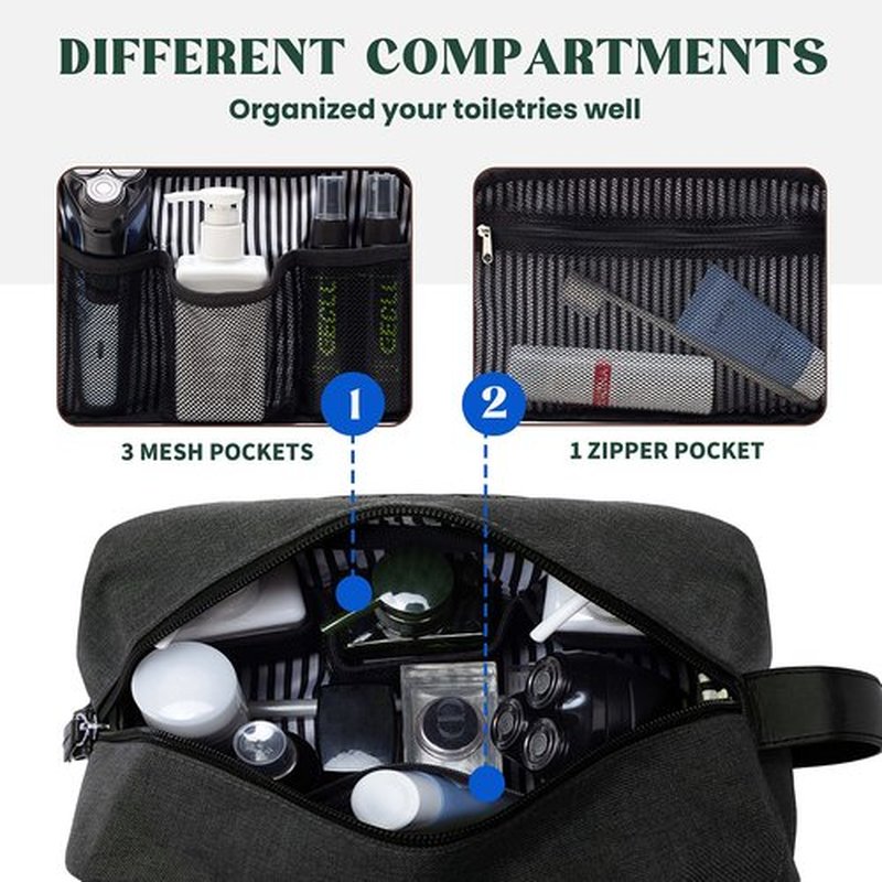 Vorspack Toiletry Bag for Men - Large Dopp Kit for Travel Water Resistant Travel Bag for Toiletries Accessories Lightweight Toiletries Bag - Grey