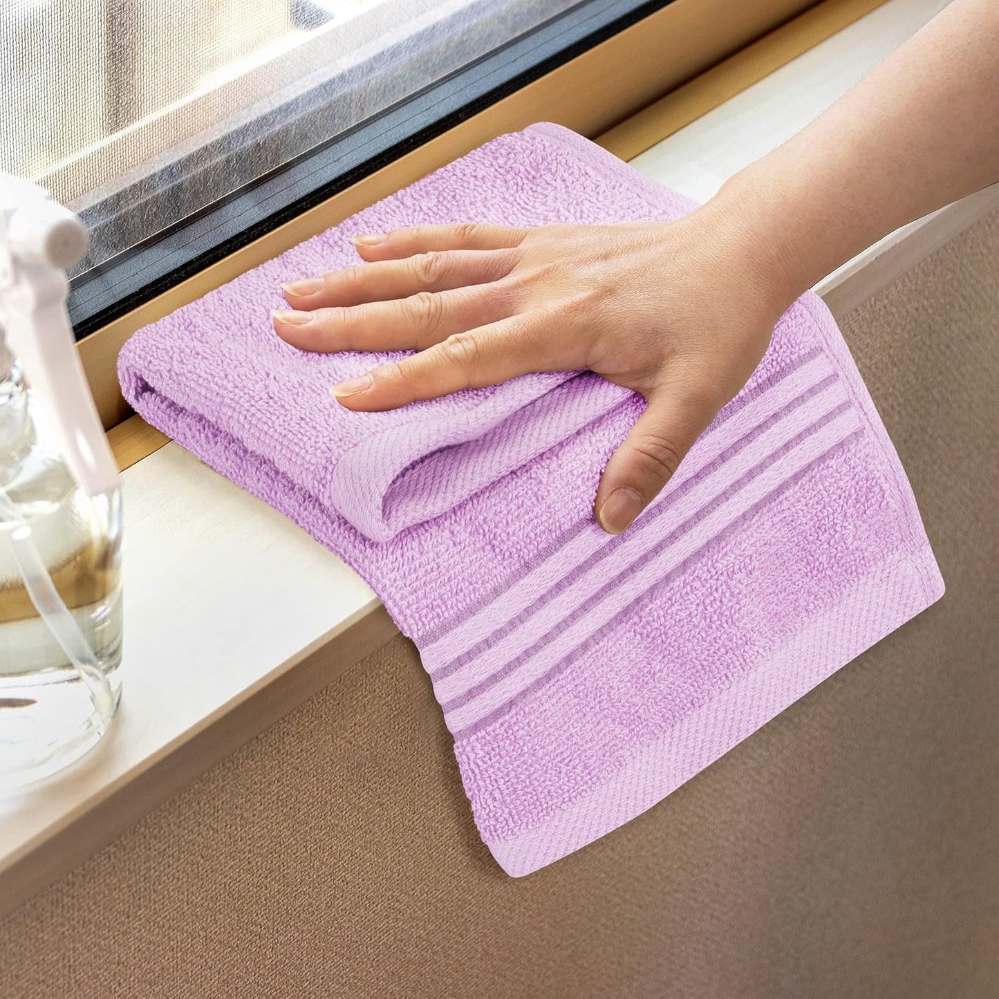 Premium 12-Pack Cotton Wash Cloths - Highly Absorbent & Soft 12x12 for Bathroom, Spa, Gym - Plum