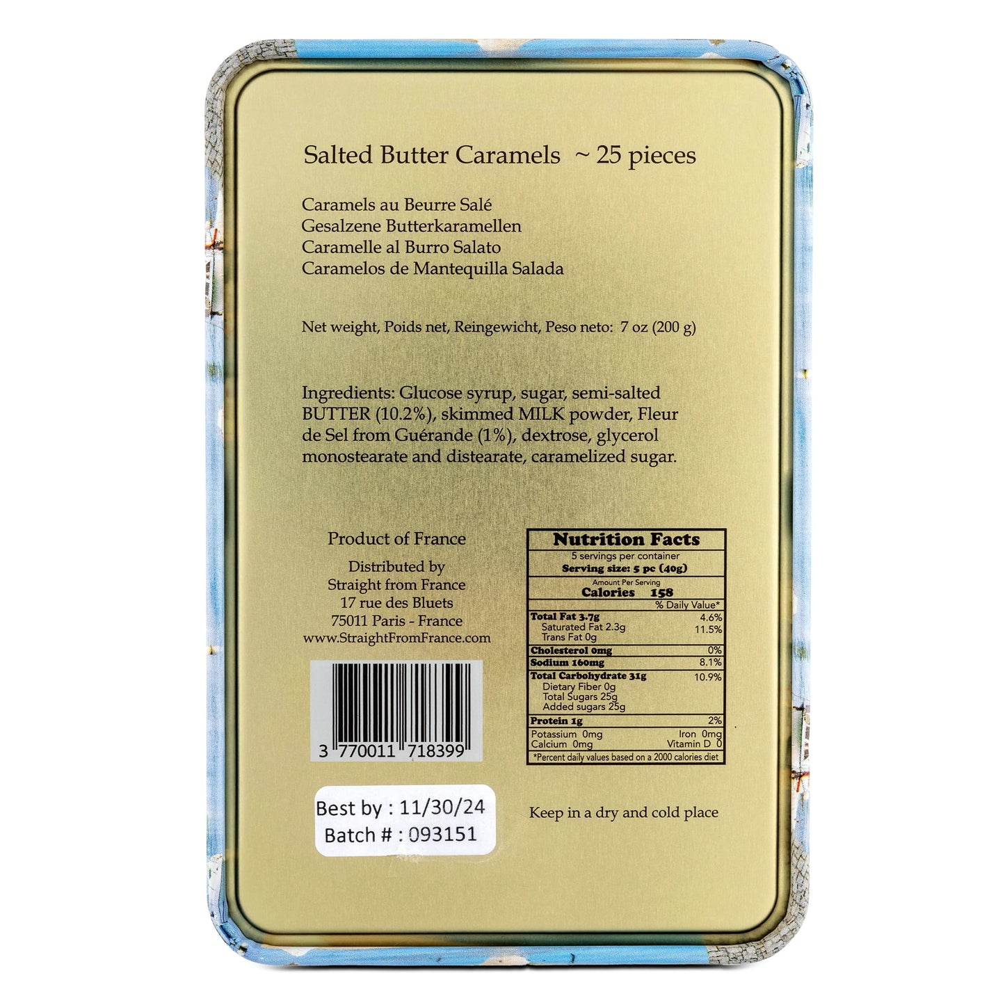 Straight from France Genuinely French Salted Butter Caramels in Gift Tin