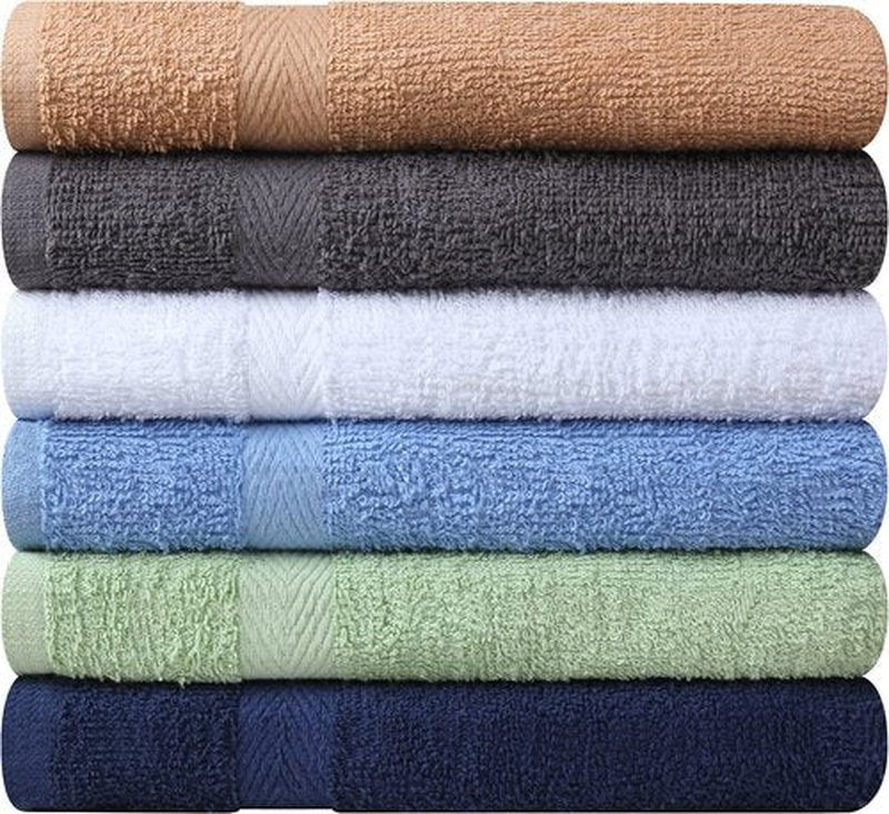 Towel and Linen Mart 100% Cotton 6 Pack Bath Towel Set, Quick Dry, Super Absorbent, Light Weight, Soft, (27 x 54 Pack of 6) (27 x 54 6 Pack, Beige, White, Grey, Sky Blue, SAGE Green, Navy)