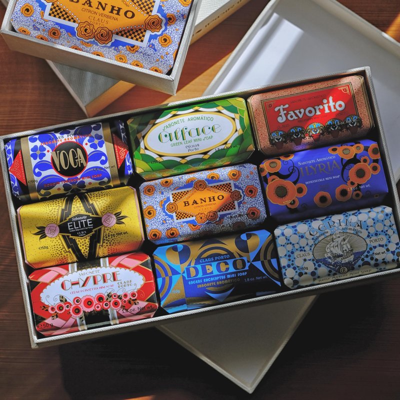 Claus Porto - Deco Gift Box with 9 Mini Soaps | Luxurious, Smooth, Creamy Enriched with Shea Oil | Handcrafted, Aromatic, House Warming Gift (50g each)