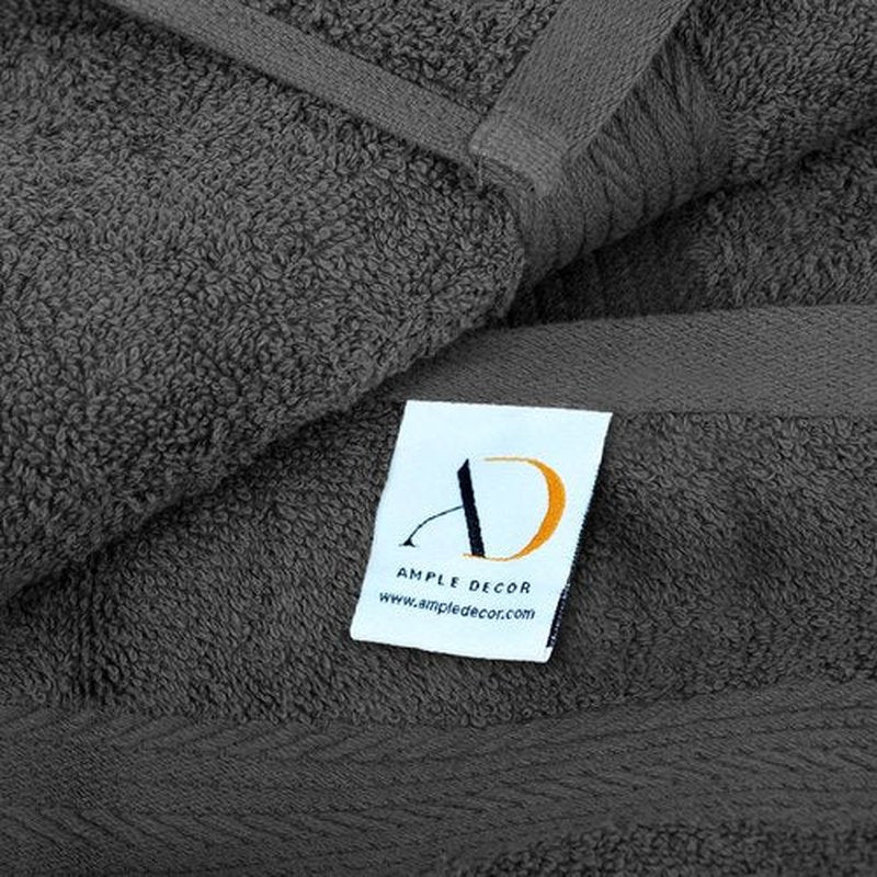 Ample Decor Wash Cloths Pack of 10, Oeko Tex Certified 600 GSM 100% Cotton Soft Absorbent, Premium Quality Durable Machine Washable, Ideal for Bathroom, Pool, Hotel, Spa – Grey