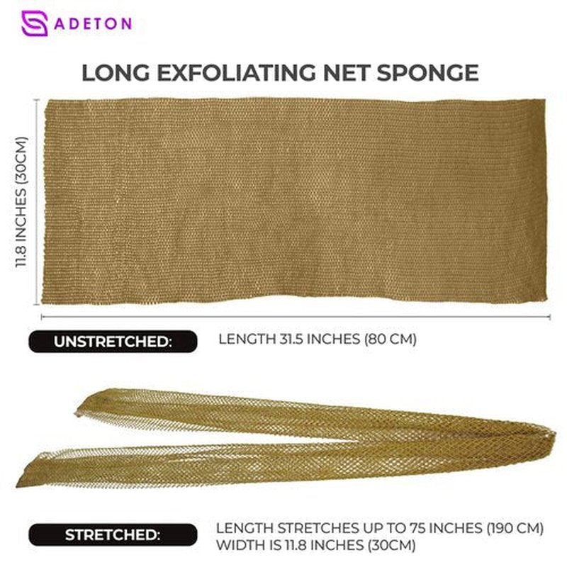 Adeton African Net Sponge, Authentic, Black Owned, Exfoliating Body Scrubber, Long Net Sponge, Body Exfoliator, Sapo, Shower Bath Accessories, Back Foot Scalp Scrub, Flat Dead Skin Remover (Dijon)
