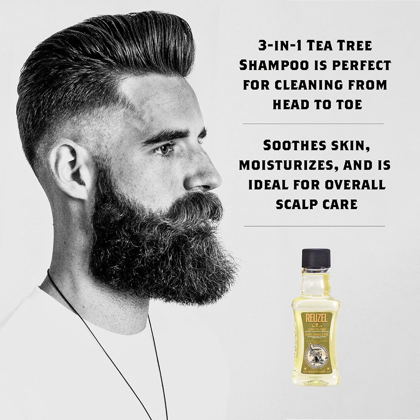 Reuzel 3-In-1 Tea Tree Shampoo, Cleanses Hair and Body