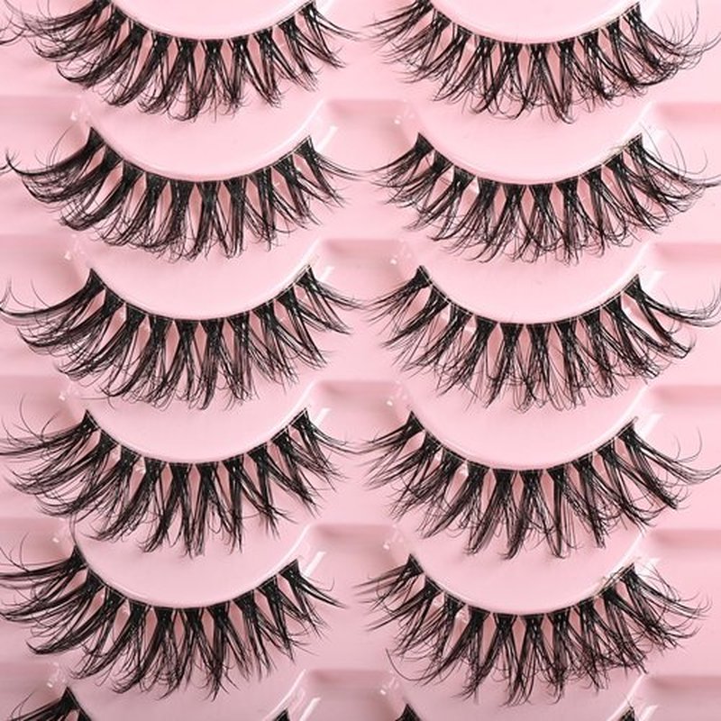 FARRED Clear Band Lashes 14 Pairs Natural Eyelashes Short Cat Eye Lashes Wispy Lashes Natural Look Fluffy False Eyelash Faux Mink Eye Lash Small Strip Pestañas Pack for Daily Makeup (F16 | 8-15 mm)
