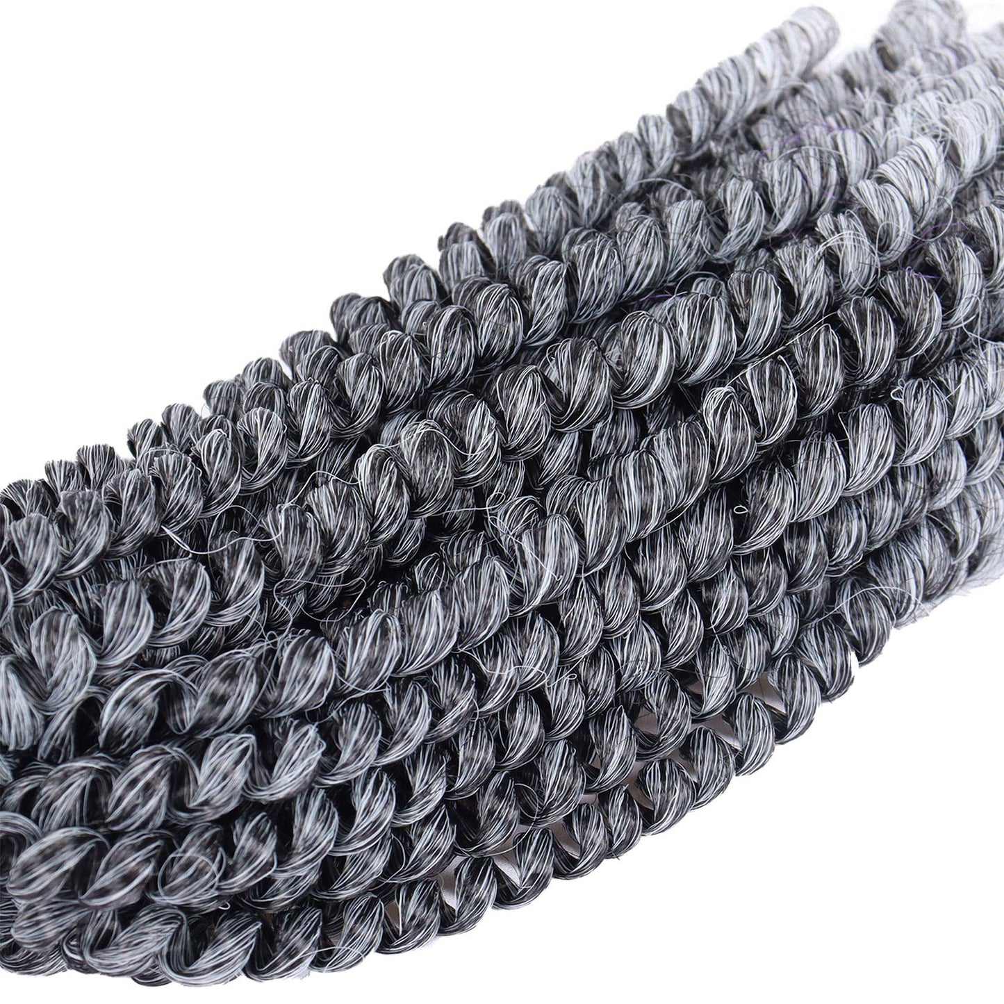 6 Packs Spring Twist Braiding Hair Spring Twists Bomb Twist Hair Synthetic Fiber Fluffy Twist Crochet Braids Low Temperature Fiber Crochet Hair for Women Braiding Hair(8inch,T1B/Gray)