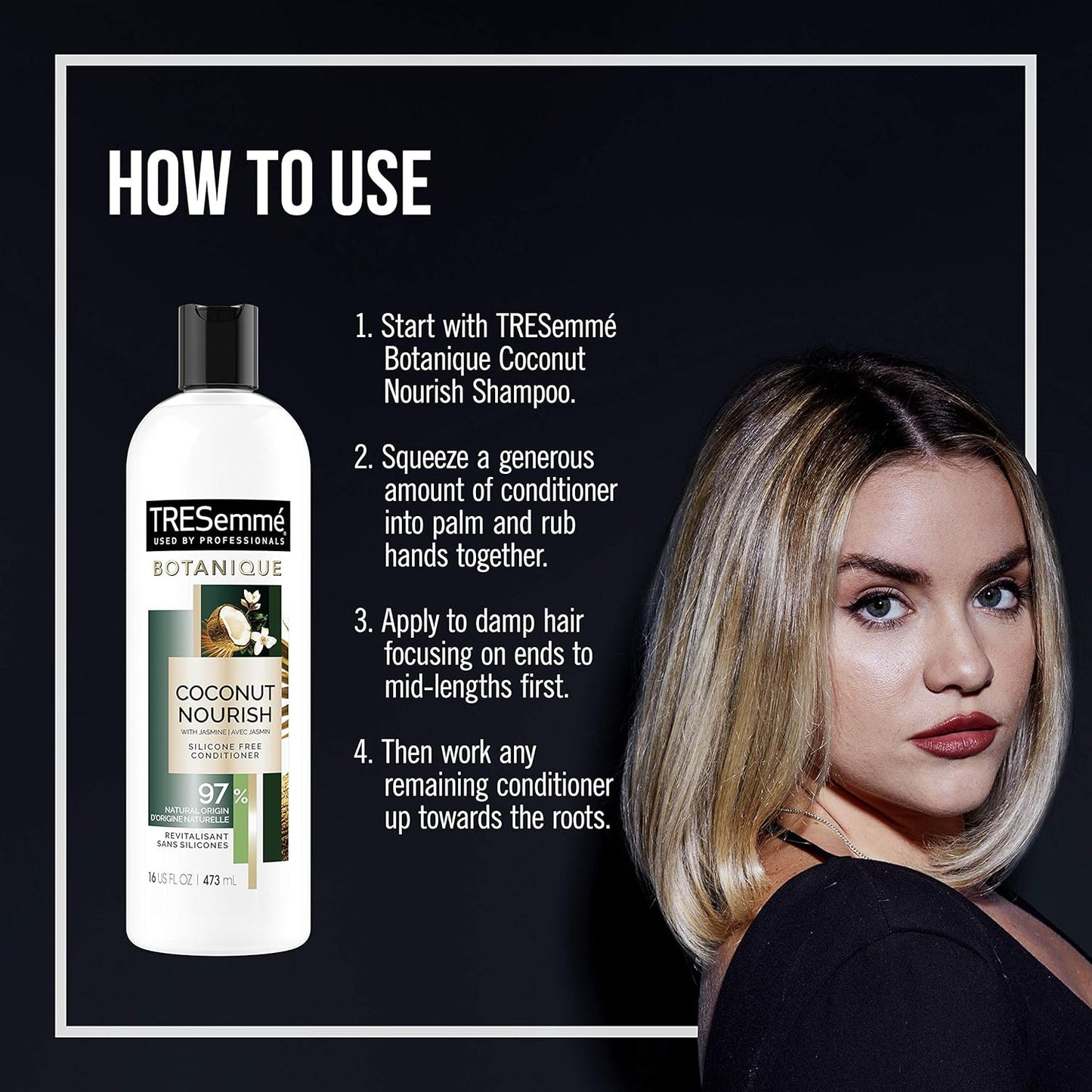 TRESemmé Botanique Conditioner for Dry Hair And Damaged Hair Botanique Coconut Nourish 92% Natural Derived Ingredients with Professional Performance 16 fl oz