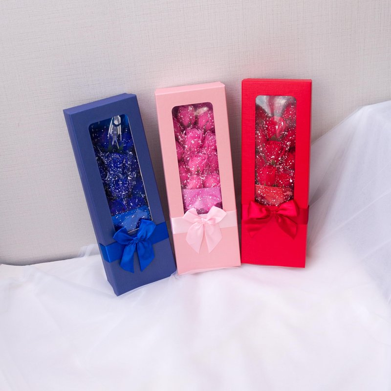 Abbie Home 11pcs Scented Forever Rose Bouquet with Gift Box- Birthday Mother's Day Graduation Wedding Appreciation Gift Anniversary Present (Blue)