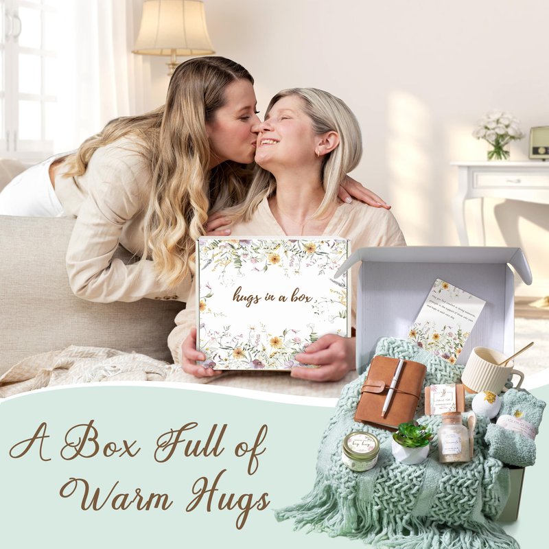Lepiche Gifts for Women, Get Well Soon Self Care Package Box, Sending Hug Baskets Thinking of You Gift for Women Her New Mom Best Friend Birthday (Sage Green)