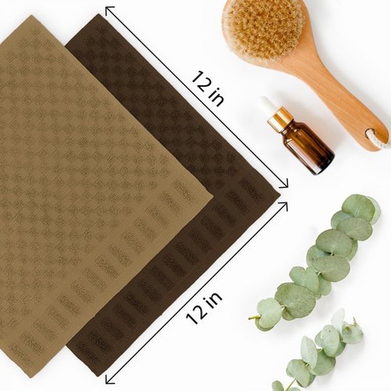 DecorRack 8 Pack 100% Cotton Wash Cloth, Luxurious Soft, 12 x 12 inch Ultra Absorbent Jacquard Towels, Machine Washable Washcloths, Cappuccino Set (8 Pack)