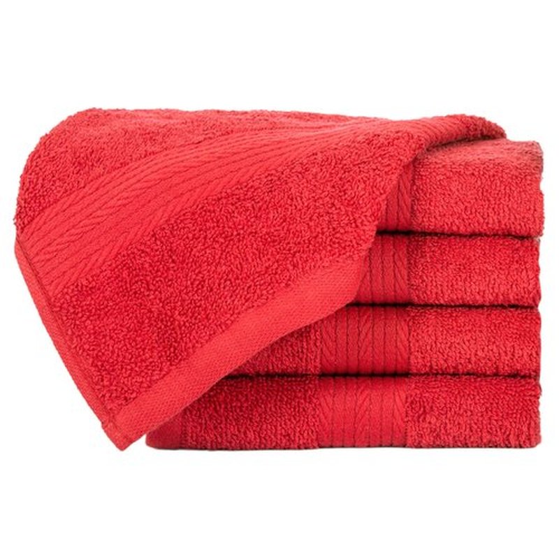 Ample Decor Washcloths Pack of 5 12 X 12 Inch 100% Cotton 600 GSM, Soft Absorbent and Reusable Fingertip Towels, Ideal for Bathroom and Powder Room - Red