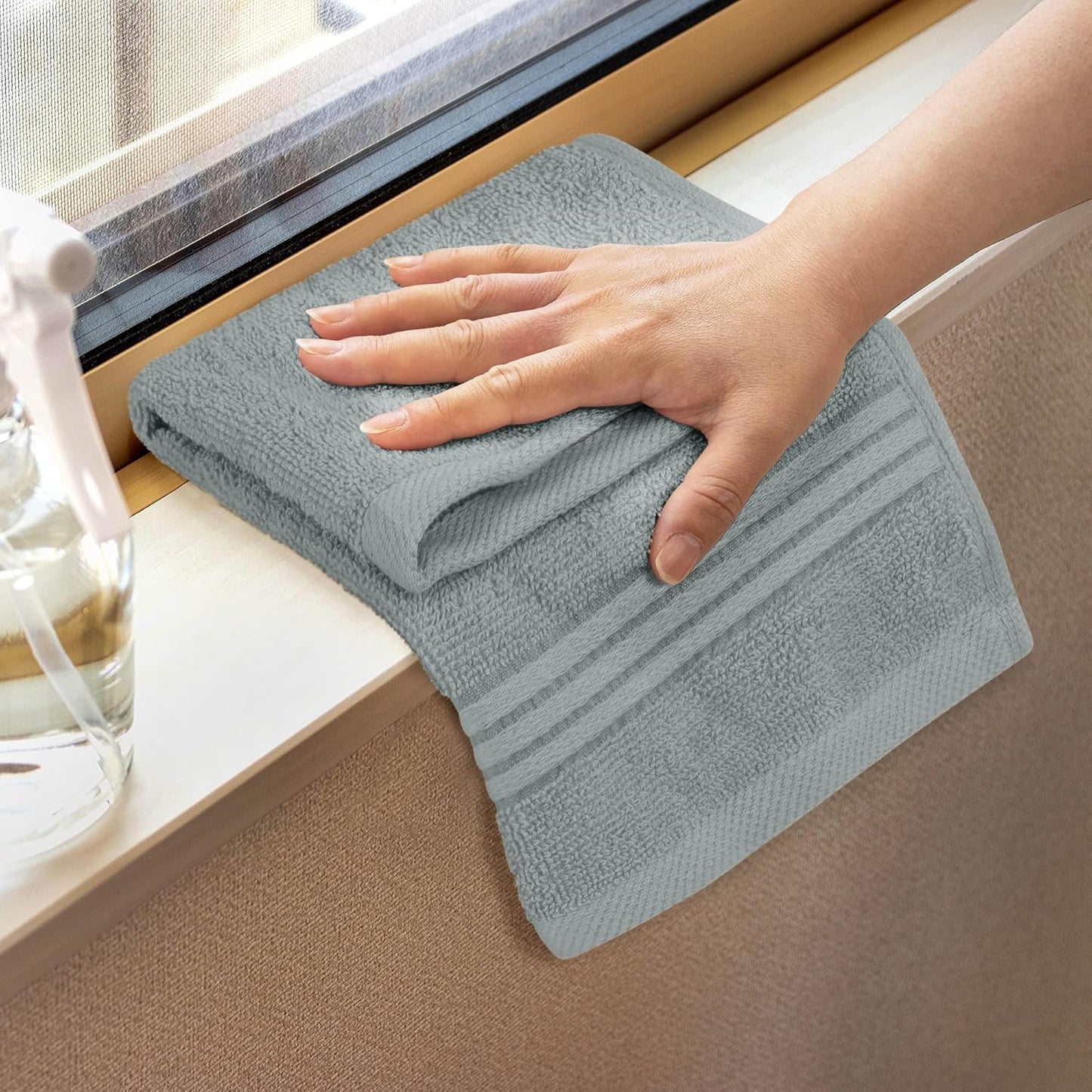 Premium 12-Pack Cotton Wash Cloths - Highly Absorbent & Soft 12x12 for Bathroom, Spa, Gym - Plum