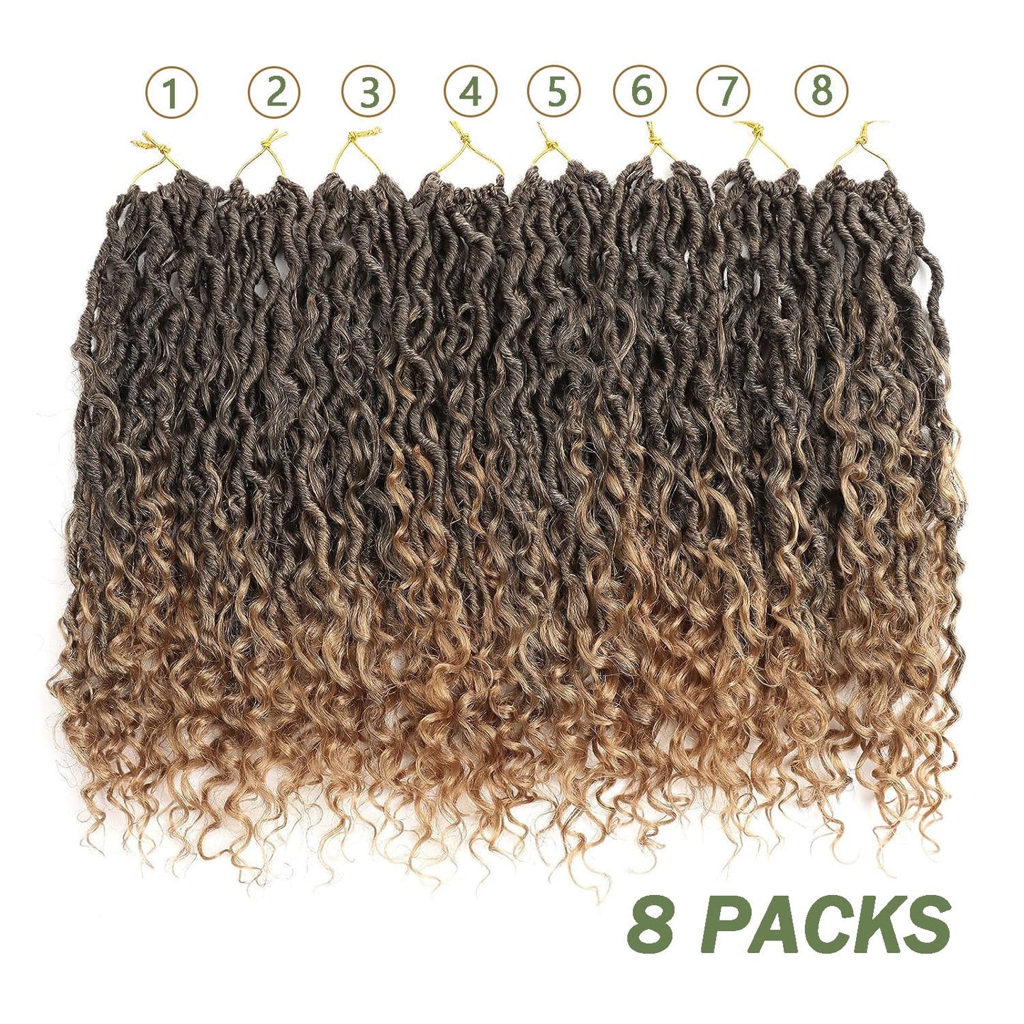 LMZIM 14 inch Goddess Locs Crochet Hair 8 Packs Hippie Locs Crochet Hair Pre Looped Faux Locs Crochet Hair for Black Women 1B/27