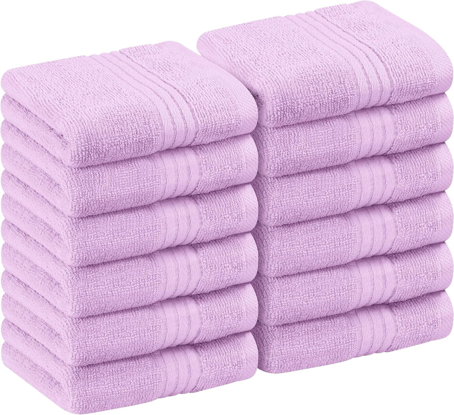 Premium 12-Pack Cotton Wash Cloths - Highly Absorbent & Soft 12x12 for Bathroom, Spa, Gym - Plum