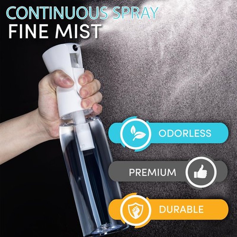 Hula Home Spray Bottle for Hair (20oz/590ml) - Powered by Flairosol® Spray Technology - Continuous Ultra Fine Mist Sprayer – For Hairstyling, Cleaning, Salons, Plants, Essential Oil & More - White