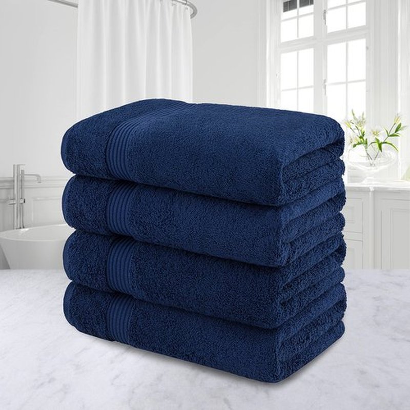 American Veteran Towel, 100% Cotton Turkish Bath Towels for Bathroom 4 Pack Clearance Prime, 27x54 Extra Large Premium Soft Drying Bathroom Towels, Navy Blue