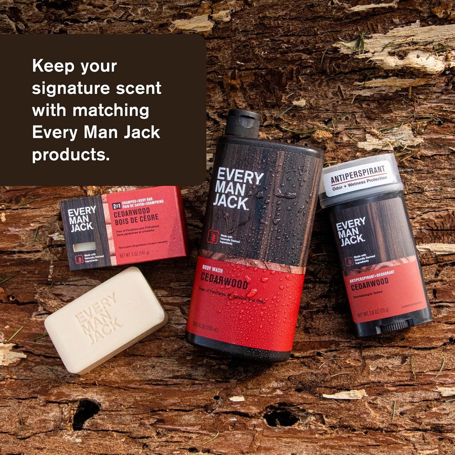 Every Man Jack Cedarwood Holiday Gift Set for Men - Body Wash, Shampoo, Deodorant, and Dopp Kit