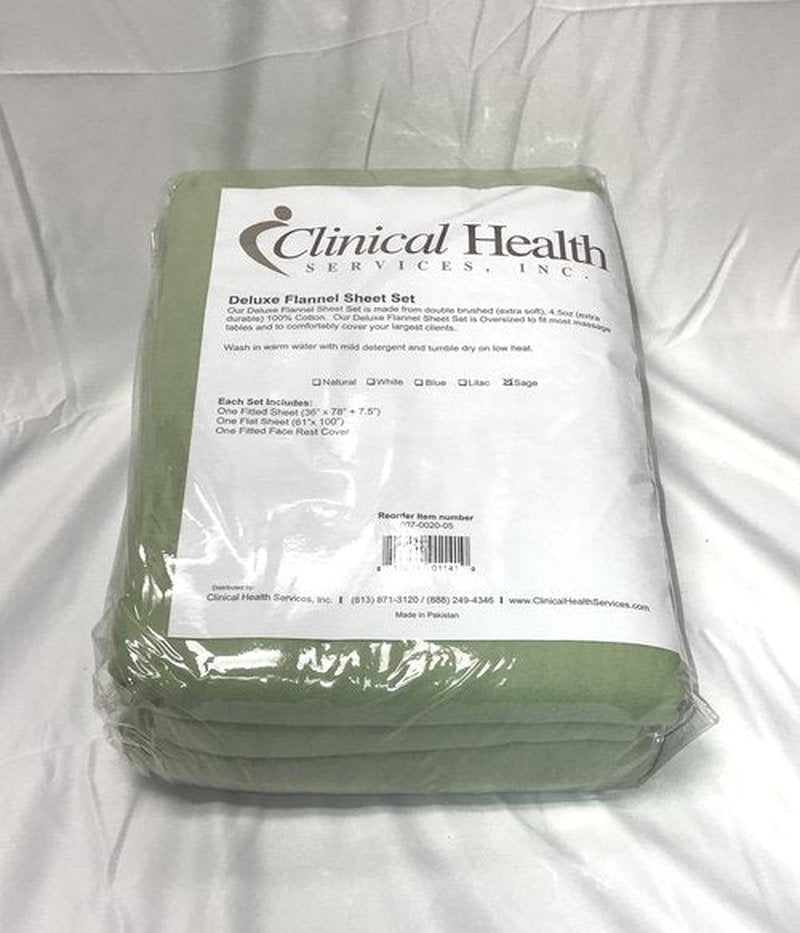 Deluxe Flannel Massage Sheet Set (Sage Green)