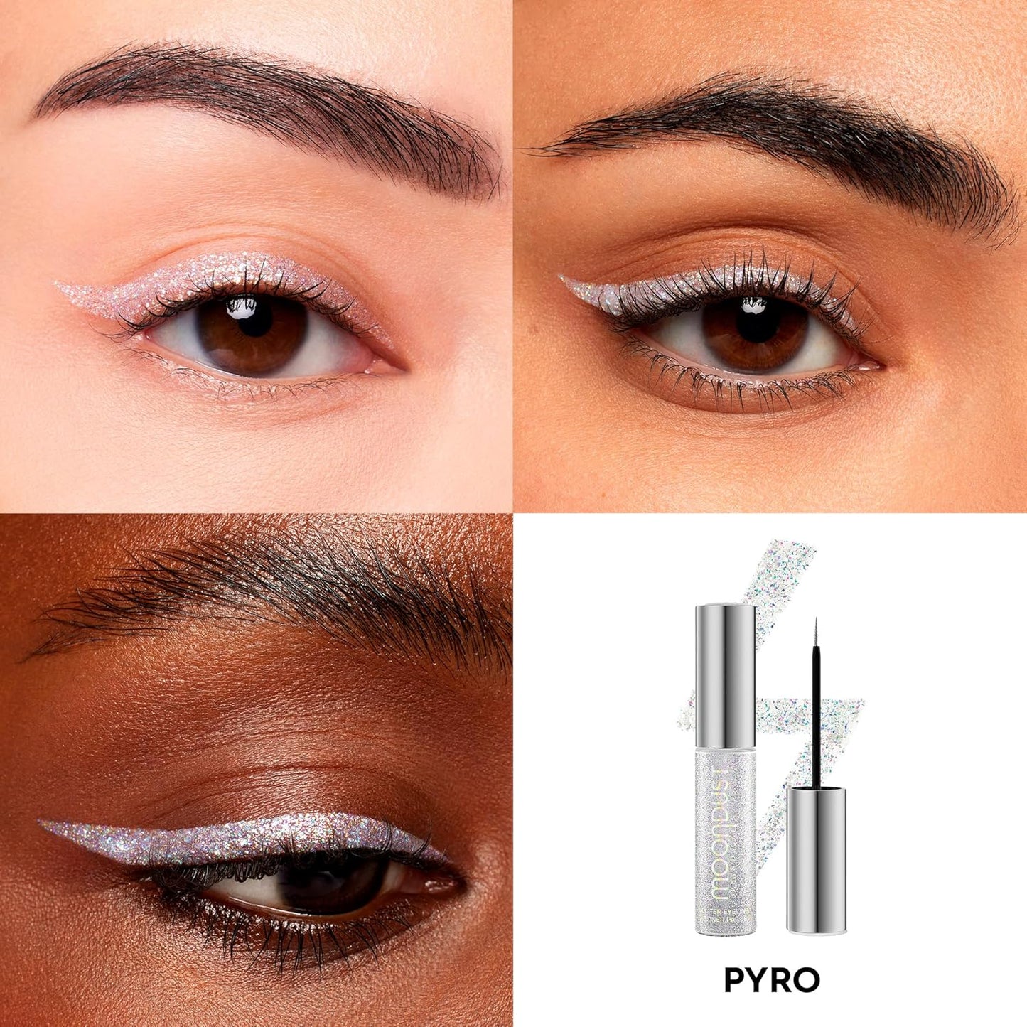 Urban Decay Moondust Liquid Glitter Eyeliner – Longwear Sparkle Liner & Eyeshadow Topper - Quick-Drying, Water-Based Formula – Buildable Shimmer Shades - Vegan Formula