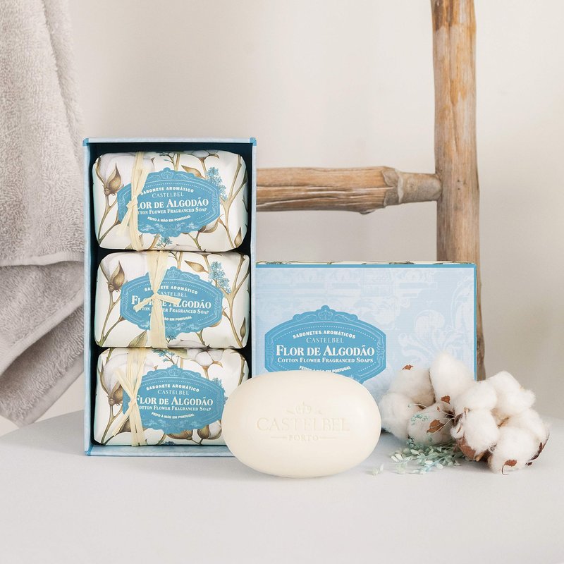 Castelbel Catelbel Fragrance Soap Bar 3-Units (150 x 3) in a Box Triple Milled from Portual (COTTON FLOWER)