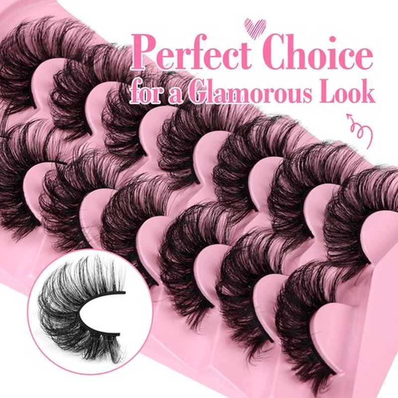 JIMIRE Lashes Mink Fluffy Dramatic Wispy False Eyelashes 20MM 6D Volume Crossed Strip D Curl Eye Pestañas Thick Soft Fake 7 Pairs Pack
