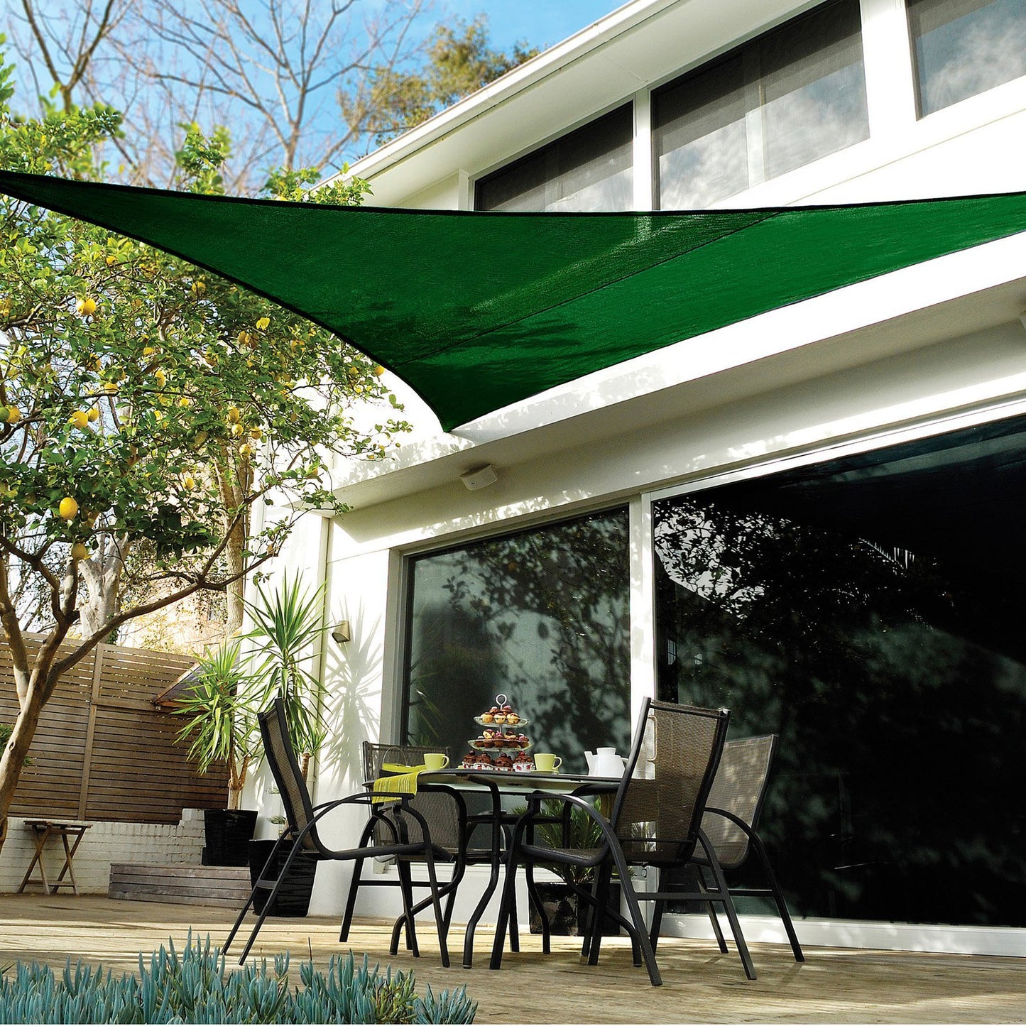 Coolaroo Coolhaven Shade Sail, 95% UV Block Shade and Sun Shield, Medium 12' Triangle Shade Sail Including Hardware Kit, Sahara Tan