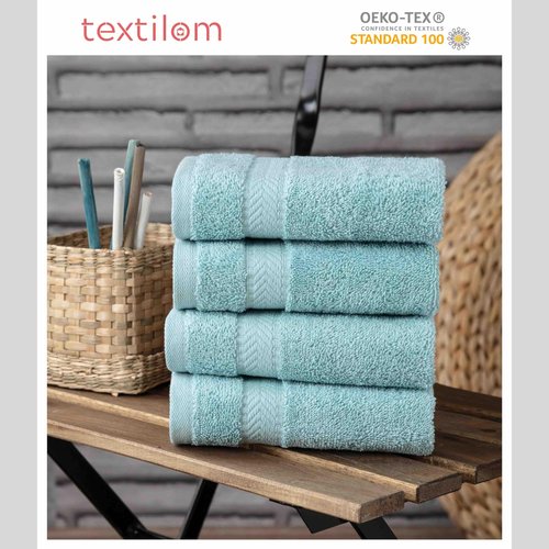 TEXTILOM Washcloths for Body and Face – Hotel and Spa Quality & Soft & Absorbent & Quick Dry Wash Cloths for Your Body – 100% Turkish Cotton Wash Clothes Towel Set of 4 (13 x 13 inches) - Aqua