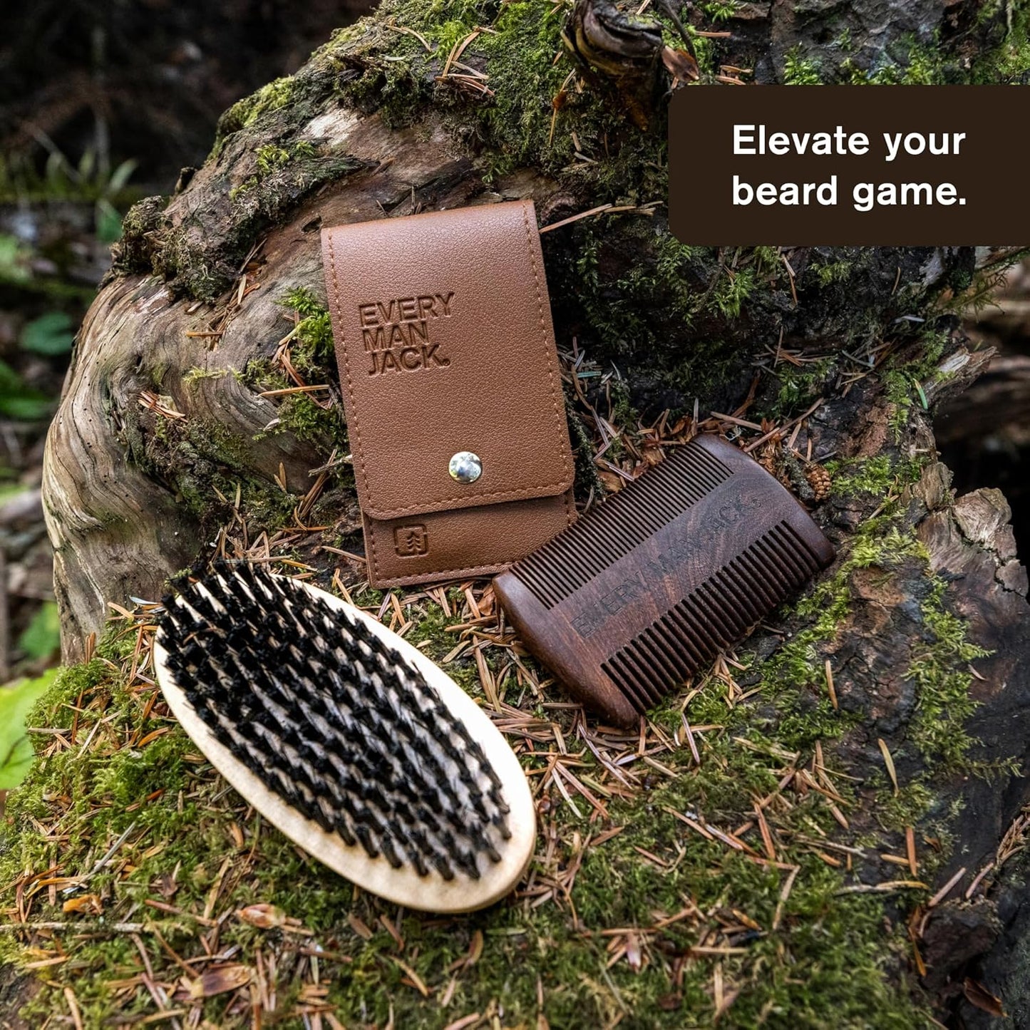 Every Man Jack Beard Grooming Tool Set - Dual Tooth Comb, Medium Stiffness Brush, Stainless Steel Sheers with Mini Comb - Complete Your Routine, Travel Friendly